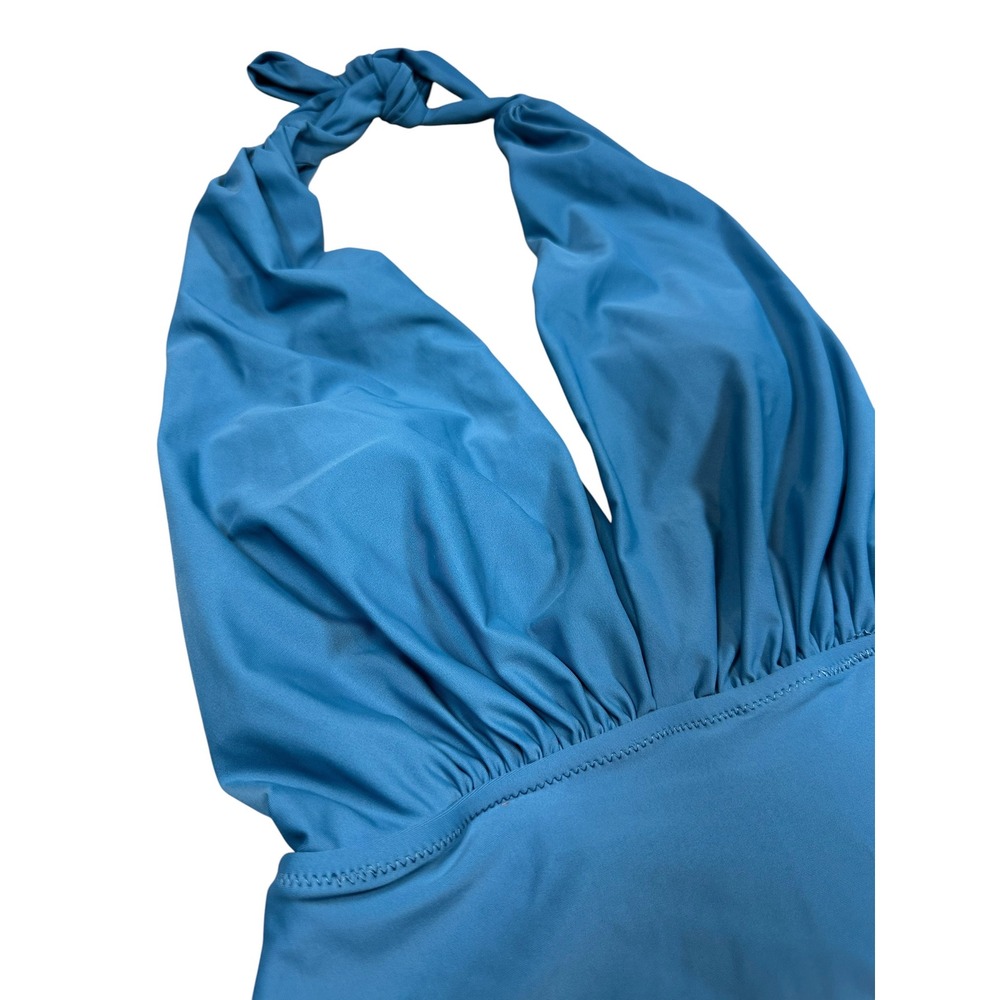 Cupshe Womens Teal Blue Halter V-Neck One Piece Swimsuit Size S New With Tags - Picture 3 of 11